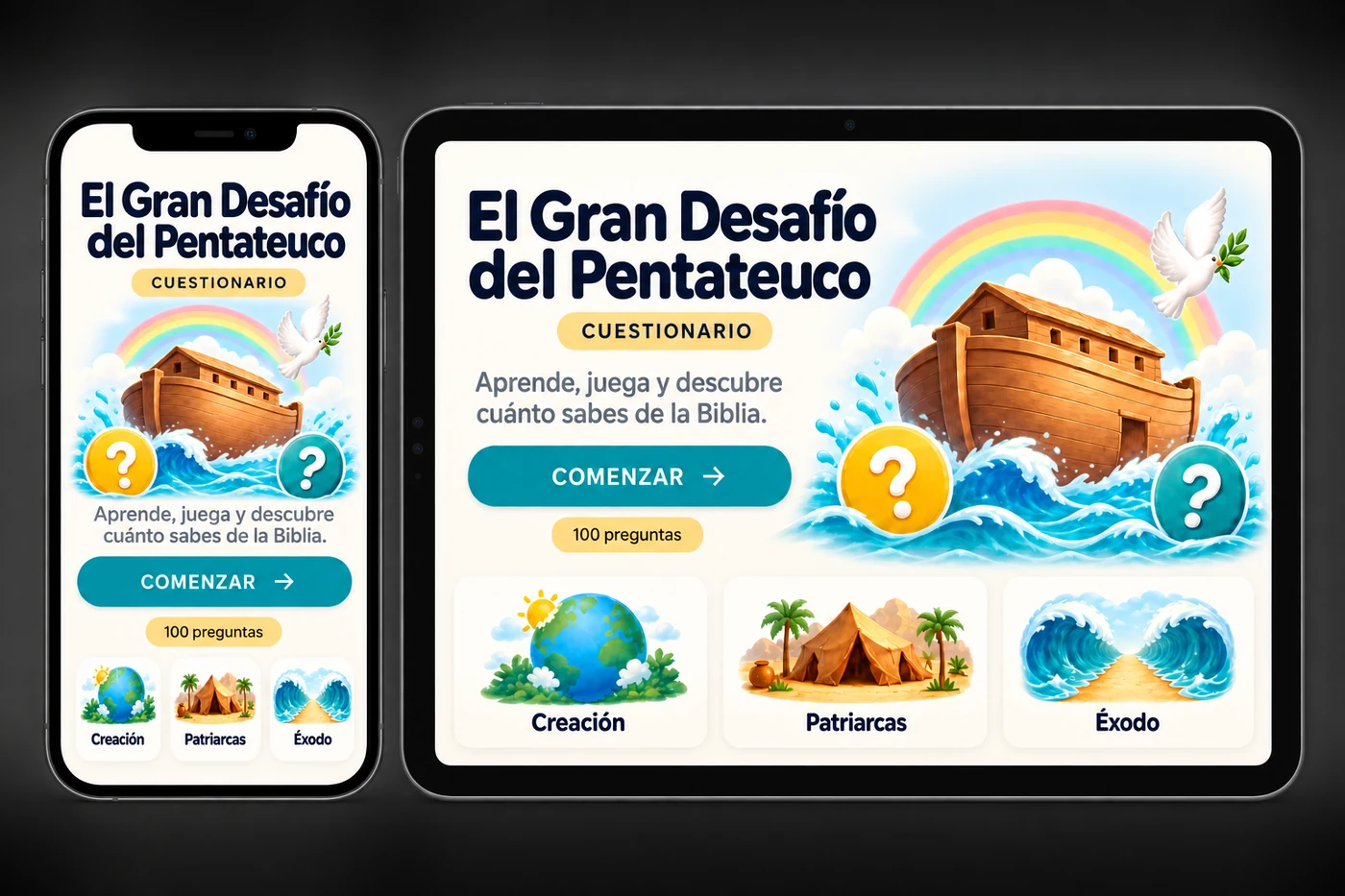 El Gran Desafío del Pentateuco: quiz bíblico en celular y tablet